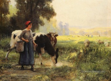  rurale Peintre - LA VACHERE Vie rurale réalisme Julien Dupre